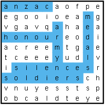 Anzac Day word search