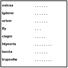 Dragons Word scramble