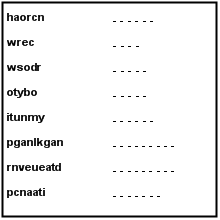 Pirates Word scramble